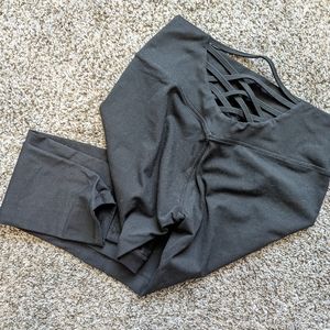 Til You Collapse Lace Back Leggings - black. Large